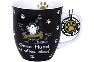 ‎SHEEPWORLD Sheepworld Tasse mit Motiv "Ohne Hund" | Porzellan, 40 cl, Sprüche-Tasse | Geschenk, Geburstag, Hundefreund | 45704