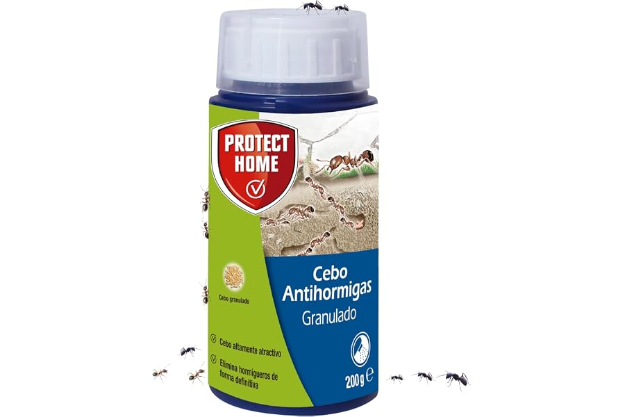 PROTECT HOME Cebo Antihormigas granulado, Elimina Las Hormigas de Forma definitiva, Ideal para Exteriores.