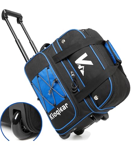 Aisthtea Ball Bowling Bag With Wheels, Rolling Trolley Bowling Bags With Large Separate Shoe Compartment And Oversized Accessory Pocket