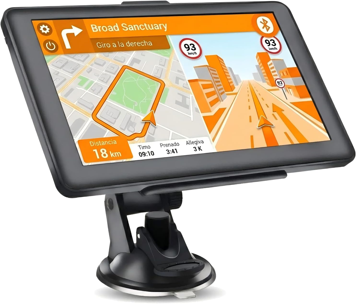 Navegador GPS Bluetooth con 7 Pulgadas para Camiones y Coches, Actualizaciones de Mapas de Europa para Toda la Vida