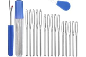 Riddur 15 Pezzi Aghi Smussati Appuntiti, Aghi a Cruna Grande, 3 Misure di Ferri Da Maglia, per Aghi a Cruna Grande per Cucire a Mano Con Bottiglia Trasparente (2,1 pollici, 2,4 pollici, 2,8 pollici)