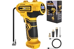 Skeufy Car Tyre Inflator Air Compressor, Portable Cordless Tyre Pump, 150psi Handheld Car Tyre Pump With LED Light, USB Rechargeable Battery, 3 Nozzles, Electric Air Pump for Car, Motorcycle,Bike,Ball