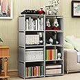 Multi-Function Book Shelf, Double Row 4-Tier Bookshelf Bookcase with 8-Cube Shelves, Simple Assembly Storage Organizer Shelf