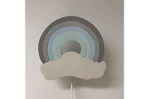 ‎CLEVERE KIDS BABY-COLLECTION Clevere Kids Children's Wall Lamp, All My Animals, Handmade in the EU, High-Quality Reading Lamp, Wooden Night Light, E14 (Rainbow Blue)