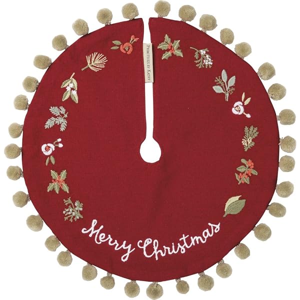 QIONG MENG Christmas Tree Skirt - 36 Inch Red Candy Cane Pattern, Polyester, Holiday Decor