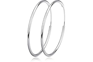 VONALA Sterling Silver Fine Hoop Earrings Circle Endless Loop- Jewellery for Women Girls Diameter Size: 20 30 40 50 60 mm
