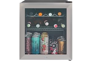 Kuhla Mini Fridge 46 Litre/38 Can Lockable Drinks & Beer Fridge Stainless Steel Table Top Mini Fridge with Lock & Key KBC1SS