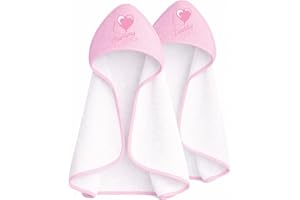 Soft Touch Newborn Essentials 100% Cotton Embroidered Hooded Baby Towel 70 x 70cm for Baby Boys and Girls 0-24 Months (2-Packs)