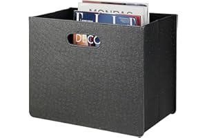 HofferRuffer Magazine Basket Holder, Foldable Magazine Rack, Document File Holder Organizer, File Folder, Newspaper Storage Bin Organizer for Home or Office(Black)