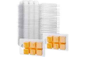 Aselected Wax Melt Molds 100 Pcs 6 Cavity Resuable Clear Plastic Clamshell Mould Cube Tray for Candle Making and Soap Wax Melts Boxes(Square Shape)