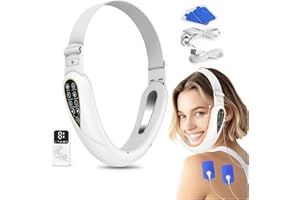 ALZAGUARD Elektrisches V-Face Shaping Massager + Elektrostimulator 2026-Version | Doppelkinn Entferner & Straffer | EMS Gesichtsmassagegerät | Rote&Blaue Phototherapie | 5 Therapie-Modi + Fernbedienung (Weiß)