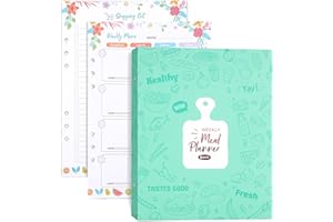 XIONGXIONG Meal Planner Menu Settimanale Planner Grande 6 Anelli 324 Pagine A4 Kit Per Scrivere Il Tuo Meal Planner,Planner Menu Settimanale Come Con Adesivi Alimentari,Regali Di Cucina Per Le Donne (Verde)