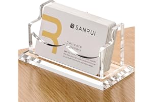 SANRUI Clear Business Card Holder Stand for Desk, Acrylic Desktop Horizontal Display Name Cards Holders Organizer Storage Rack,for Exhibition, Home , Office ,1 Tier 1 Pocket , 60 Card Capacity