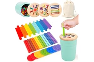 SUNSHINE SMILE Holz Montessori Spielzeug ab 1 2 3 Jahr,3-in-1 Montessori Spielzeug,Holz Sortier & Stapelspielzeug,Kinder Farbe Sortierspiel,Lernspielzeug Geschenk für Kleinkinder,Geschenk für Mädchen Jungen