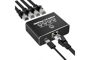 GlasFlength Divisor LAN de 1 a 4 1000 Mbps Ethernet, conmutador LAN de 4 Puertos con Cable de alimentación Tipo C Gigabit Ethernet Switch Cable de alimentación para Ordenador hubs Switches Router