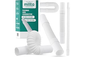 Millto™ Tubo de drenaje flexible de 40 mm blanco de polipropileno conector universal manguera de conexión universal para todas las configuraciones ajustable