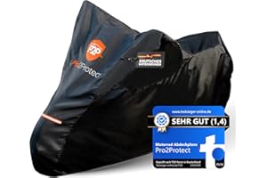 [ Test SEHR GUT ] Pro2Protect® Motorrad Abdeckplane SCHWARZ ORANGE wetterfest Outdoor Plane für Moped Roller Vespa Motorroller, 100% WASSERDICHT Garage Motorräder Abdeckung Motorradabdeckung Zubehör