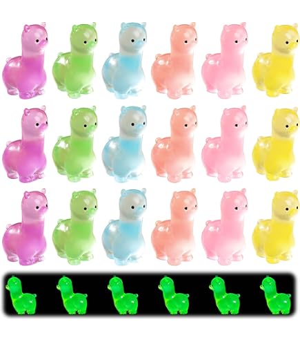 PRETYZOOM 12pc Mini Alpaca Figurines – Glow In The Dark Resin Animals For Dollhouse, Aquarium & Miniature Decor