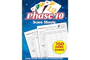 phase 10 score sheets: 130 phase 10 card game,phase 10 card game for adults, phase 10 dice game with size 8.5 x 11 inches.