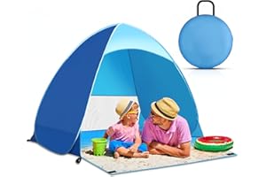 Zenoplige Pop Up Tent, UPF 50+ Beach Tent for 1-3 Person, Foldable Outdoor Lightweight Waterproof Sun Shelter, Beach Tent Pop Up for Adults, Baby, Pets with Carry Bag