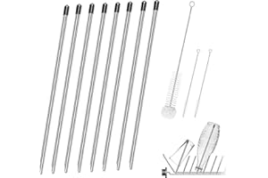 VCSJW 8 Stück Flaschenhalter Spülmaschine,Spülmaschineneinsatz Flaschen, Edelstahl Flaschenhalter für Spülmaschine,mit Reinigungsbürste,passend für Langstielige Gläser,Limoflaschen (24,2cm lang)