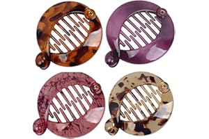 Fodattm - 4 pettinini per capelli per acconciatura a banana, rotondi, per coda di cavallo, a incastro, piatti (stile C#)