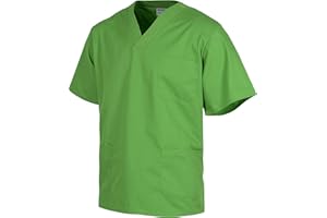 TEAMWORK Work Team Casaca Sanitario Cuello de Pico Manga Corta, un Bolso de Pecho, Dos Bolsos Bajos Unisex