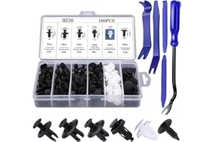 HAPPOW 100PCS Car Trim Clips Kit with 5 Trim Removal Tools,Car Body Trim Clips,Universal Auto Body Fasteners for Door, Bumper, Panel, Easy Install & Secure Fit