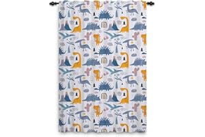 ‎GGAIMWF ggaimwf Dinosaurier-Vorhänge für Kinderzimmer Cartoon-Dino Wildtiere Jura Bunt Fenstervorhänge Vorhänge mit Schlaufe Kinderzimmer Hängender Raumteiler Innenvorhang 107x160cm 1 Panel