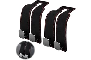 OGRMAR 2PCS Car Seat Double Hook for Headrest, Leather Car Seat Organiser Double Hooks, Double Headrest Hooks Purse Holder & Mobile Phone Holder, Car Hanger Storage Hook for for Bags, Purses, Handbags, Black