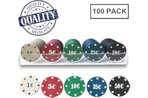 RPARTY Estuche Transparente 100 Fichas de Póker