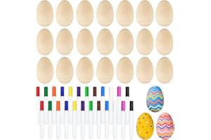Morcheiong Lot de 12 œufs shakers en bois, ensemble d'instruments de musique à faire soi-même avec 12 stylos multicolores, oeufs maracas, cadeaux de Pâques pour enfants