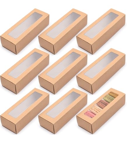 Lot De 10 Boîtes à Macarons Blanches Avec Rose, Blanc, Noir Et Vert - Emballage Élégant Pour 12 Macarons