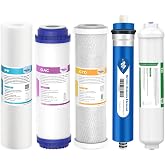 Membrane Solutions Universal 5 Stage Reverse Osmosis Filters with 75 GPD Membrane, Sediments, GAC Carbon, Carbon Block, Natur