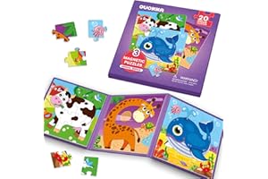 QUOKKA Magnetspiel ab 2 3 Jahre - 20-Teilige Puzzle ab 2 Jahre - Reisespiele Kinder ab 3 5 - Magnet Puzzle ab 3 Jahre - Beschäftigung Für Kinder Im Flugzeug - Lernmagnet-Geschenk für den Roadtrip