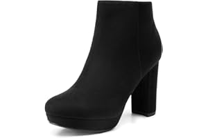 DREAM PAIRS Women's Stomp Black High Heel Ankle Bootie