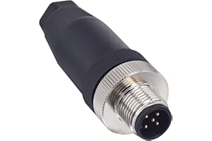 LONLONTY M12 5-poliger A-Code-Stecker, runder Luftfahrtstecker, 12 mm, IP67, wasserdicht, 5 A, 250 V, Sensorkabelanschluss, Gewinde, Sicherungsplattenmontage, Luftfahrtstecker für Feldbus-Komponenten