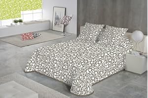 SABANALIA - Colcha Estampada Letras (Disponible en Varios tamaños y Colores) - Cama de 105-200 x 280 cm, Beige