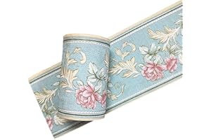 Simplemuji Self Adhesive PVC Vintage Flower 3D Waterproof Wall Border Decor Removable Kitchen Bathroom Tiles Stciker 10CM by 5M (Light Green)