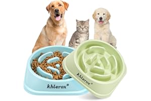 KHLEROX Gamelles antidérapantes pour Chien à Alimentation Lente, 2 pièces, Anti-étouffement et interactives, Anti-ballonnement, pour Chiens et Chats de Petite et Moyenne Taille (Vert et Bleu Clair)