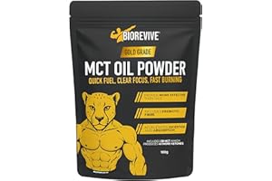 Biorevive C8 MCT Oil Prebiotic Powder Ketogenic Supplement with Responsibly Sourced Coconut & Acacia Fibre for Gut Health, Focus & Energy – Pure Caprylic Acid C8 Formula, 180g