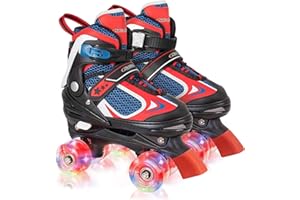 Nattork Kids Roller Skates for Boys Girls, 4 Sizes Adjustable Roller Skates with All Light up Wheels, Full Protection for Children's Indoor Outdoor