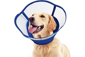 Kuoser Dog Cone Collar, Recovery Cone Dog Collar, Soft Dog Collars for After Surgery, Transparent Dog Cones to Stop Paw Licking, Breathable Dog Head Cone, Adjustable Elizabeth Recovery Collar for Cats
