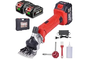 ONEVAN Tosatrice per pecore a batteria, tosatrice elettrica da 500 W con 6 impostazioni di velocità, tosatrice elettrica a 13 denti, 2 batterie da 3,0 Ah, tosatrice a batteria per pecore, alpaca