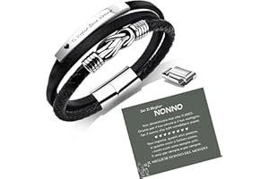 TERRISHE Regalo Uomo Bracciale Uomo Bracciale In Pelle Nera, Regalo per Papà Figlio Mariti Fidanzati, Regalo In Pelle per la Festa del Papà Laurea Compleanno Natale San Valentino