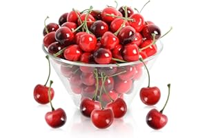 HUIANER 100pcs Artificial Cherries, 50pcs Lifelike Red Cherries 50pcs Fake Red Black Cherries Fake Fruit Model Home House Kitchen Party Decoration Desk Ornament
