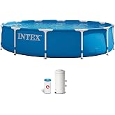 Intex Metal &ccedil;er&ccedil;eveli havuz &ndash; Zemin &uuml;st&uuml; havuz &ndash; &Oslash; 366 x 76 cm &ndash; Filtre sistemi ile