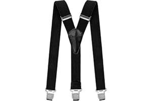 Decalen Mens Braces with Very Strong Metal Clips Wide 4 cm 1.5 inch Heavy Duty Suspenders One Size Fits All Men and Women Adjustable and Elastic Y Style