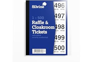 Silvine Tickets para guardarropa o rifa, numerados del 1 al 500 con numeración de seguridad. Ref CRT500