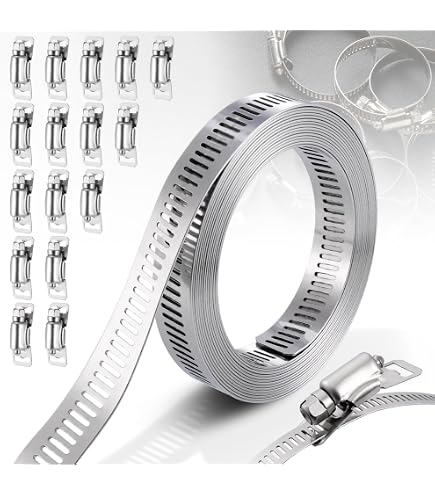 Colliers De Serrage En Acier Inox - 3 Mètres Avec 4 Fixations - Réglables à Vis Pour Tuyaux Et Câbles